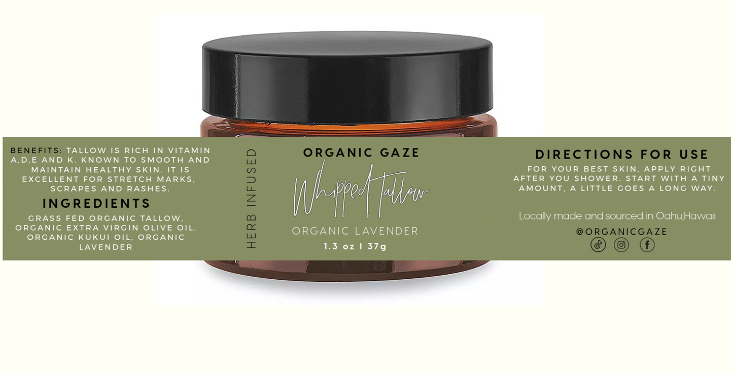 Organic Herb Infused Whipped Tallow Balm Lavender