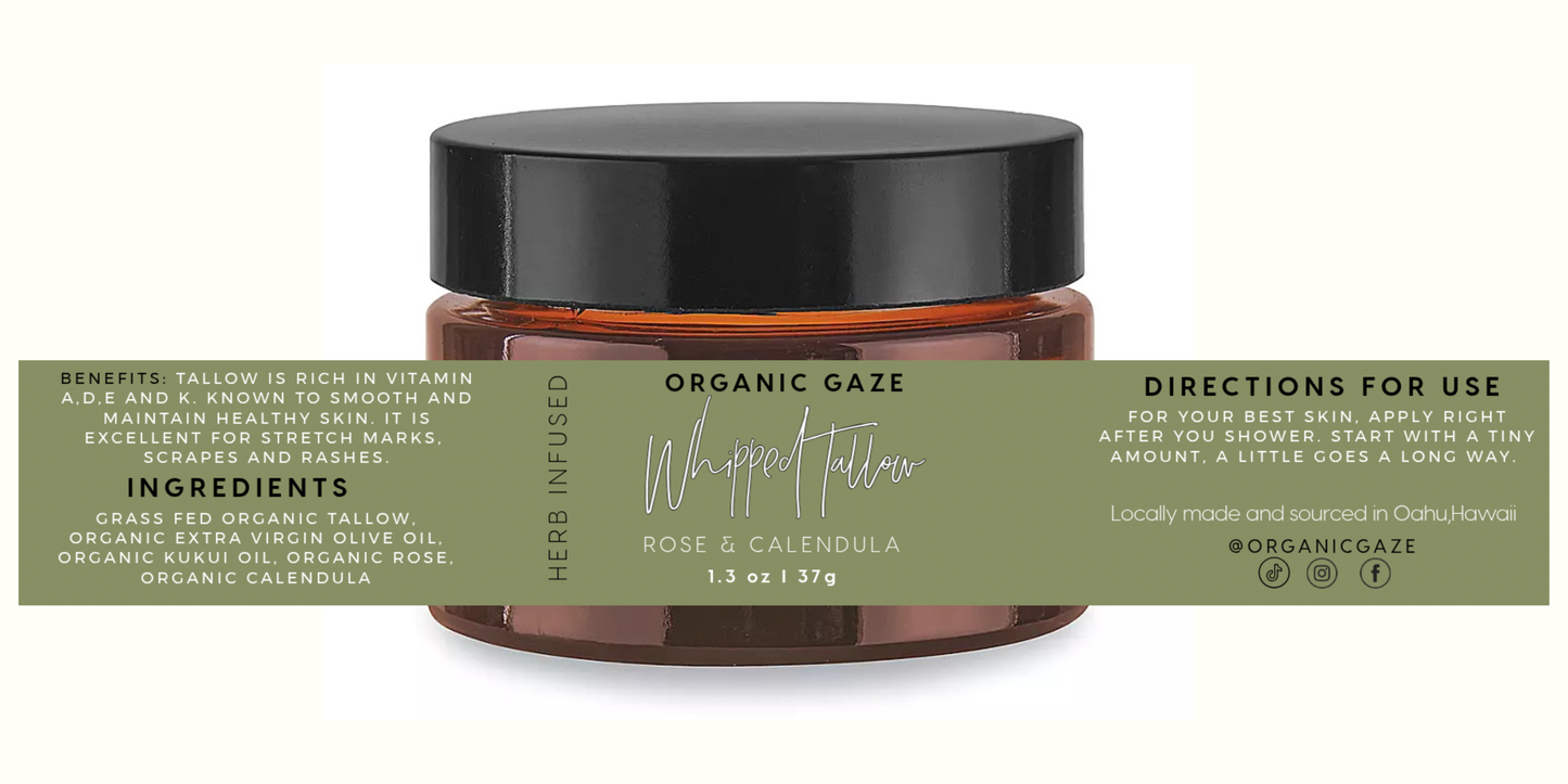 Organic Herb Infused Whipped Tallow Balm Rose & Calendula