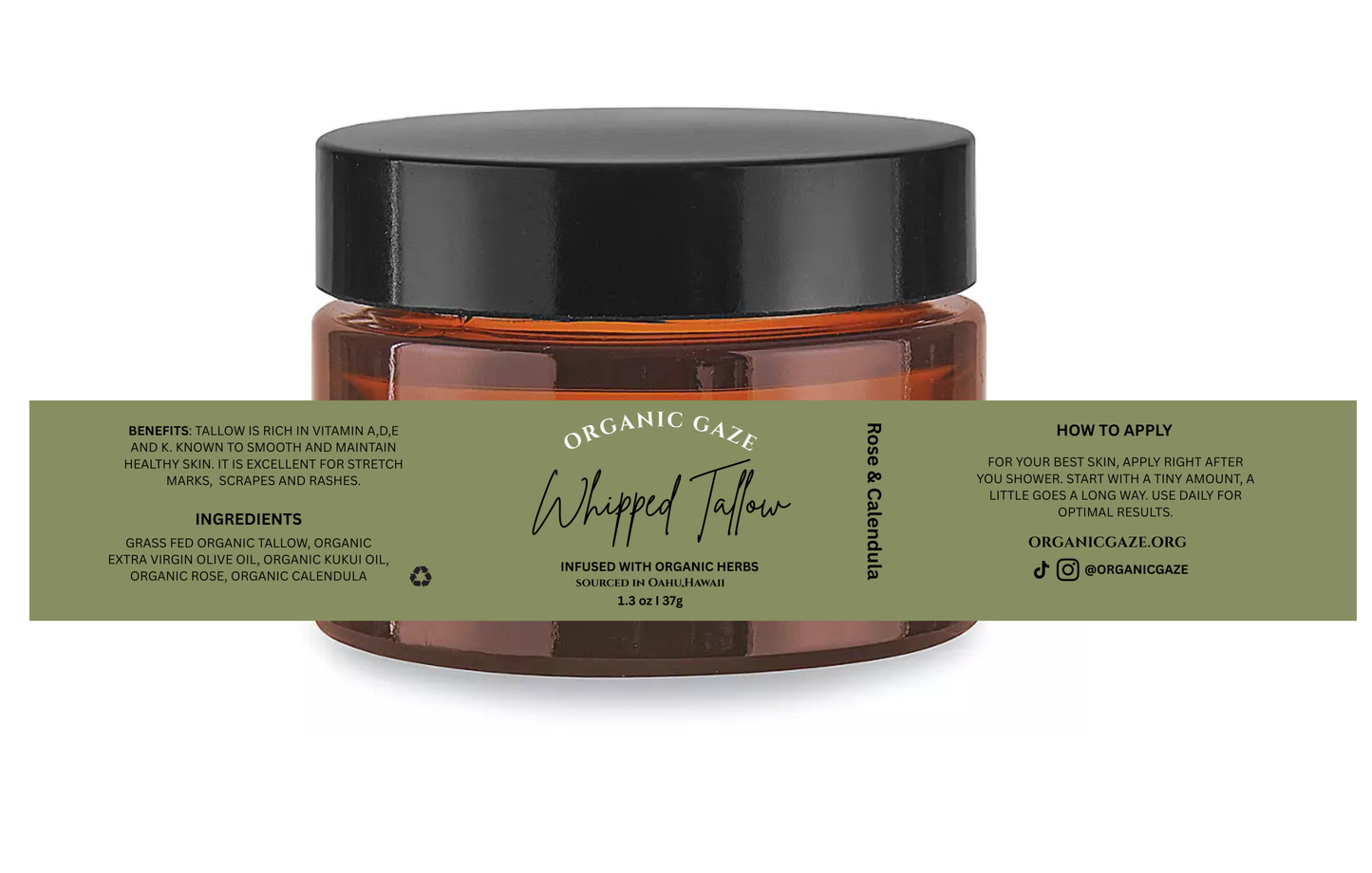 Organic Herb Infused Whipped Tallow Balm Rose & Calendula