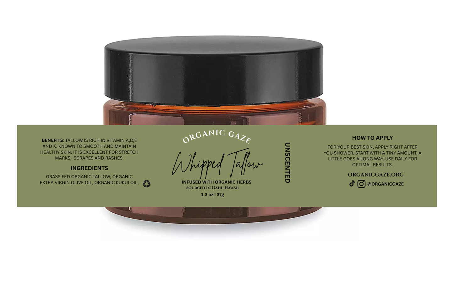 Organic Whipped Tallow Balm Infused Unscented